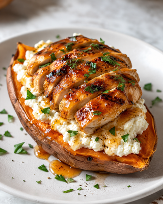 Hot Honey Chicken Stuffed Sweet Potato