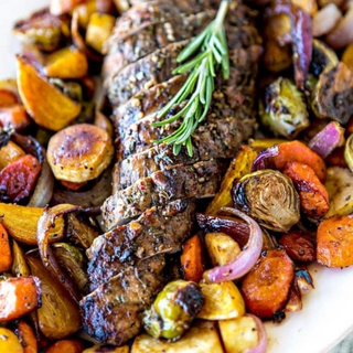 Herb Crusted Pork Tenderloin with Seasonal Roasted Vegetables