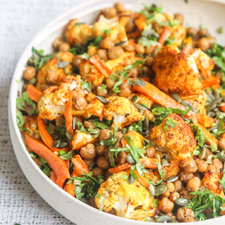 Maple Roasted Cauliflower & Chickpea Salad - Mimi's Macros