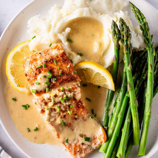 Herbed Salmon with Cream Sauce - Mimi's Macros