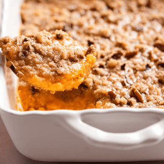 Pecan Praline Topped Sweet Potato Casserole - Mimi's Macros